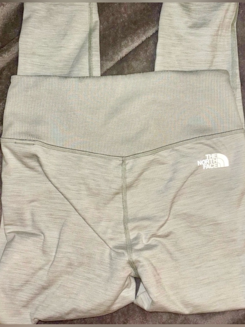 The North Face Dune Sky 7/8 Tights Heathered Sage Green Ribbed Waist Leggings - Picture 5 of 7